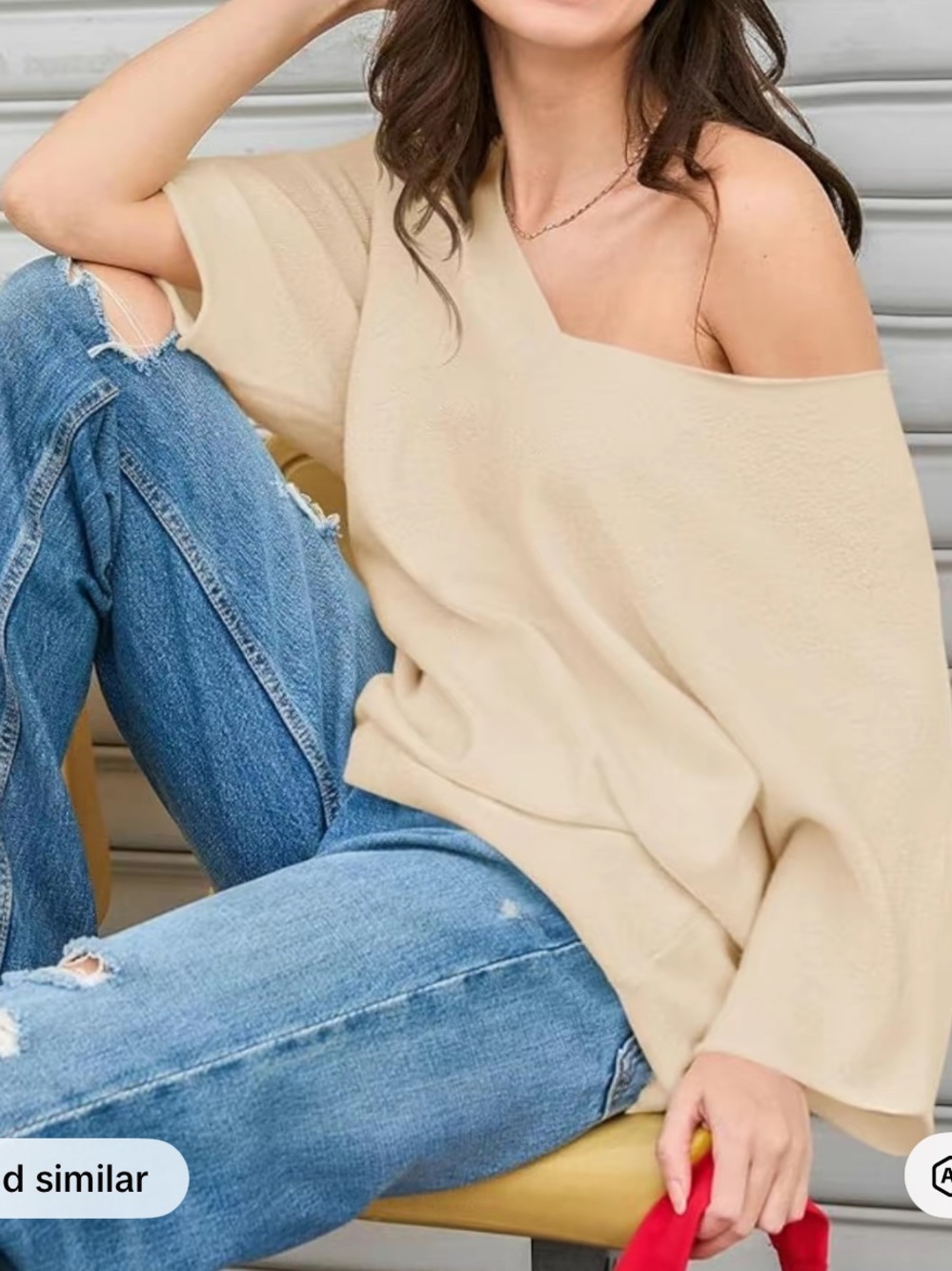 Amazon Cream Off-Shoulder Women's Sweater